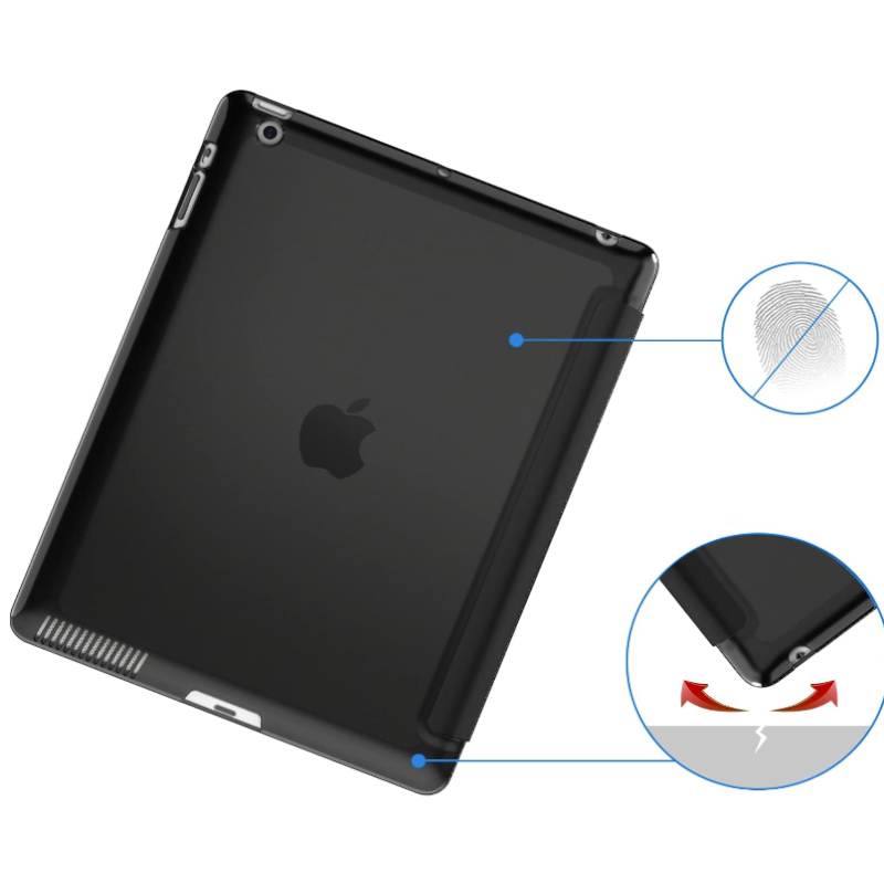 Preklopna torbica "Translucent" za tablični računalnik Apple iPad 2/3/4 – JETech – Temno zelena / PC + mikrovlakna