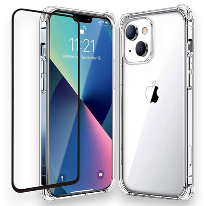 Komplet silikonski ovitek "Folmecket Antishock" + zaščitno steklo za iPhone 13 6.1" – Infostyle – Prozorna / TPU silikon