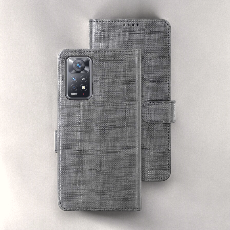 Preklopna torbica "Foluu Premium" za Xiaomi Redmi Note 11 Pro 4G/5G – Temno modra / Ekološko usnje + TPU silikon