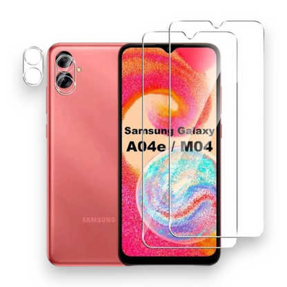 Komplet 2 zaščitnih stekel in 2 zaščitni stekli za kamero za Samsung Galaxy A04e/M04 – Infostyle