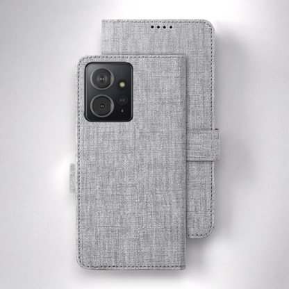 Preklopna torbica "Foluu Premium" za Xiaomi Redmi Note 12 4G – Siva / Ekološko usnje + TPU silikon