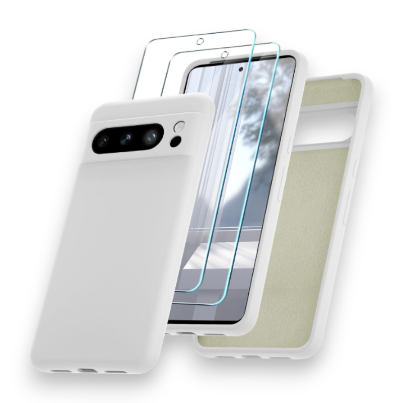 Komplet silikonski ovitek + 2x zaščitno steklo za Google Pixel 8 Pro – Yenapoon