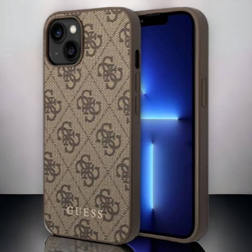 Ovitek Guess "brown" za iPhone 14 Plus/ 15 Plus (GUHCP14MG4GFBR) – Rjava / PC + TPU silikon