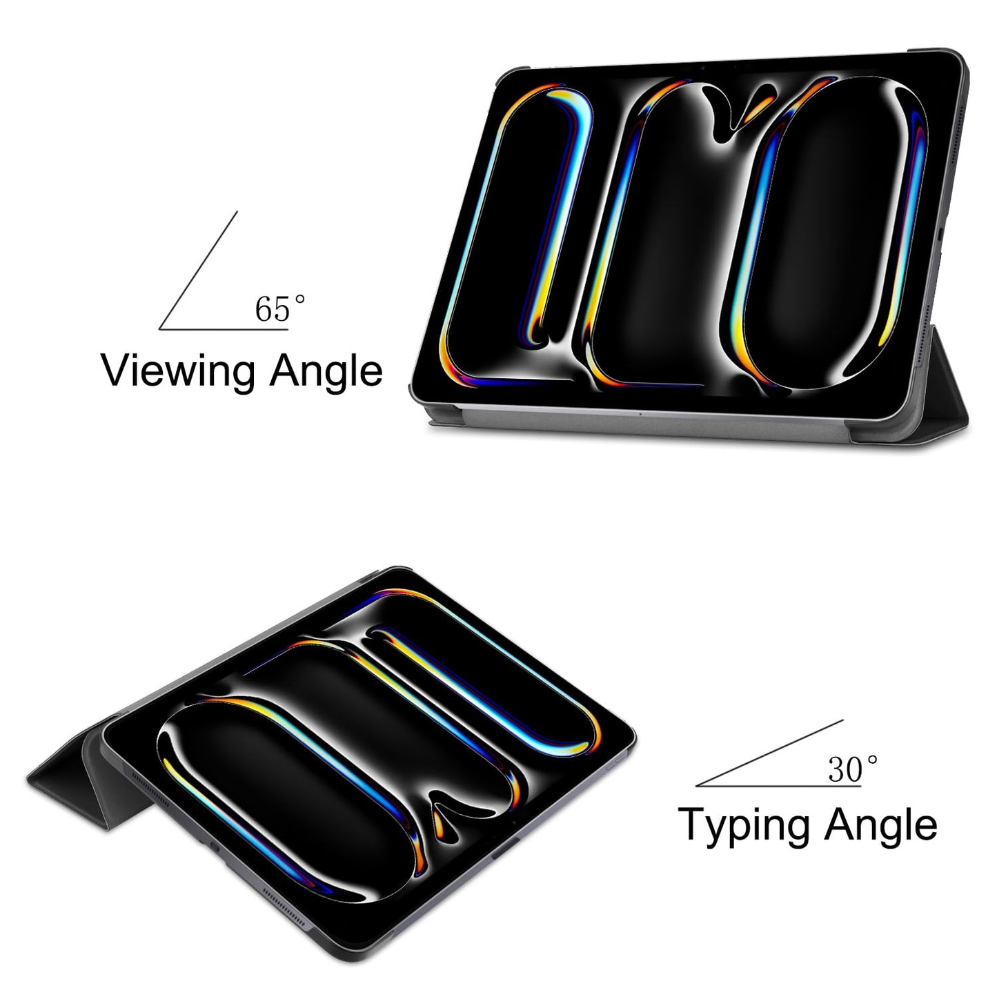 FTRONGRT ovitek za iPad Pro 13 (2024) - Ultra tanek ovitek s stojalom črna