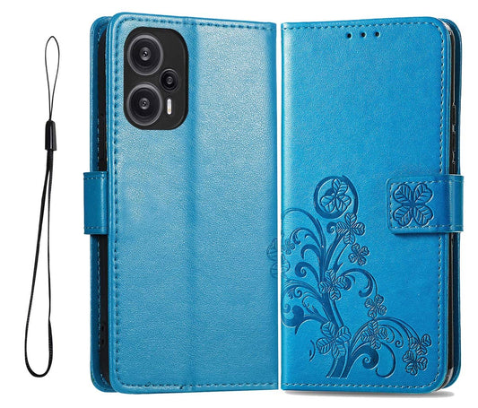 GOKEN preklopna torbica za Xiaomi Poco F5 – novčanik, magnetska, plavi uzorak
