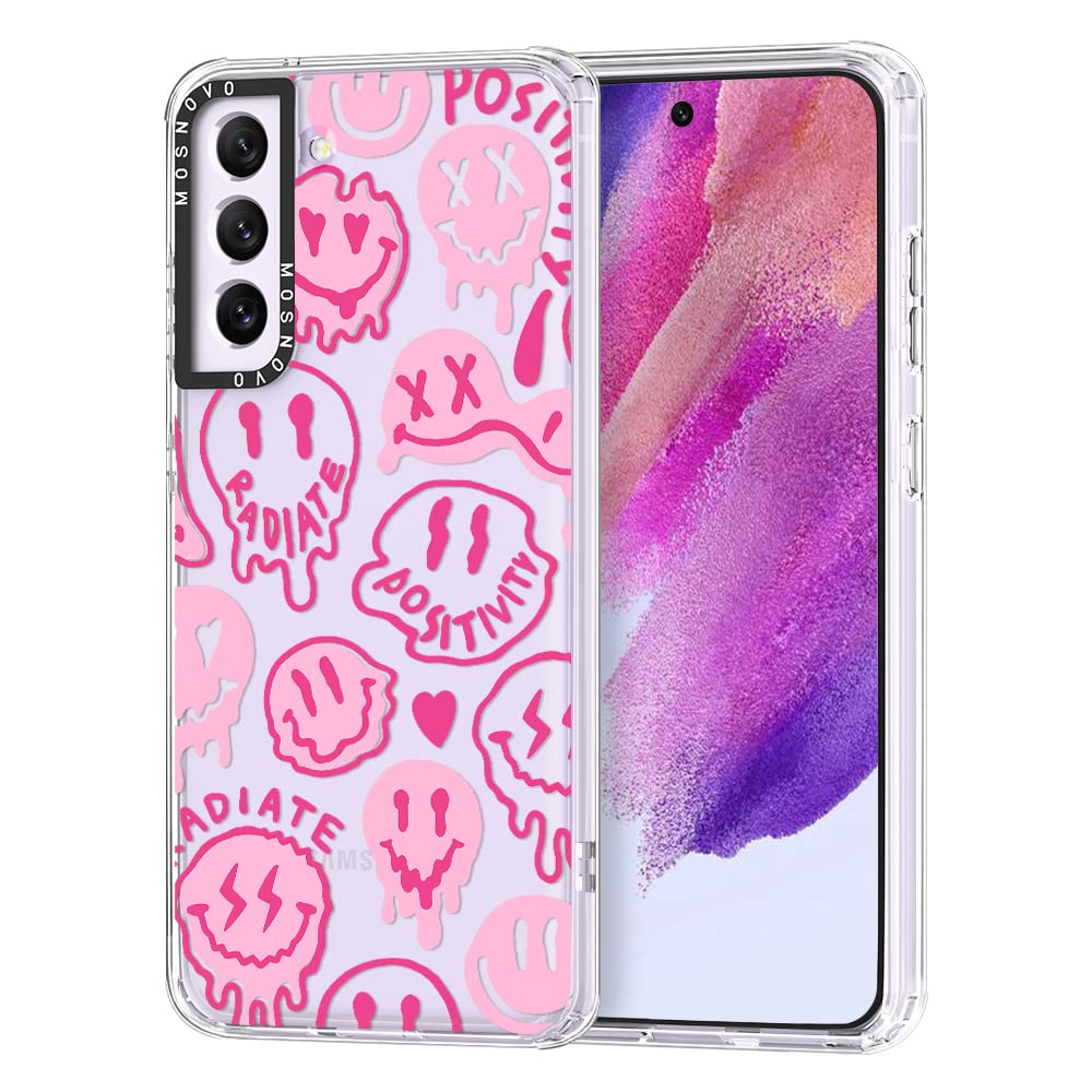 Ovitek MOSNOVO za Samsung Galaxy S21 FE Pink Dripping Smiles, igriv roza dizajn z robustno zaščito telefona