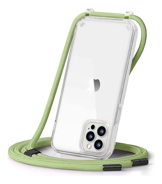 Prozirna maskica s vezicom (zelena) + 2x zaštitno staklo za iPhone 14 Pro