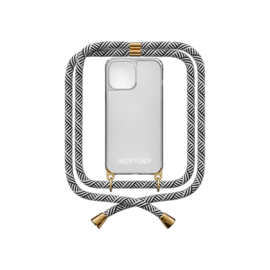 Ovitek z vrvico "NECKLACY®" z zaščito za kamero za iPhone 15 Pro – Bela