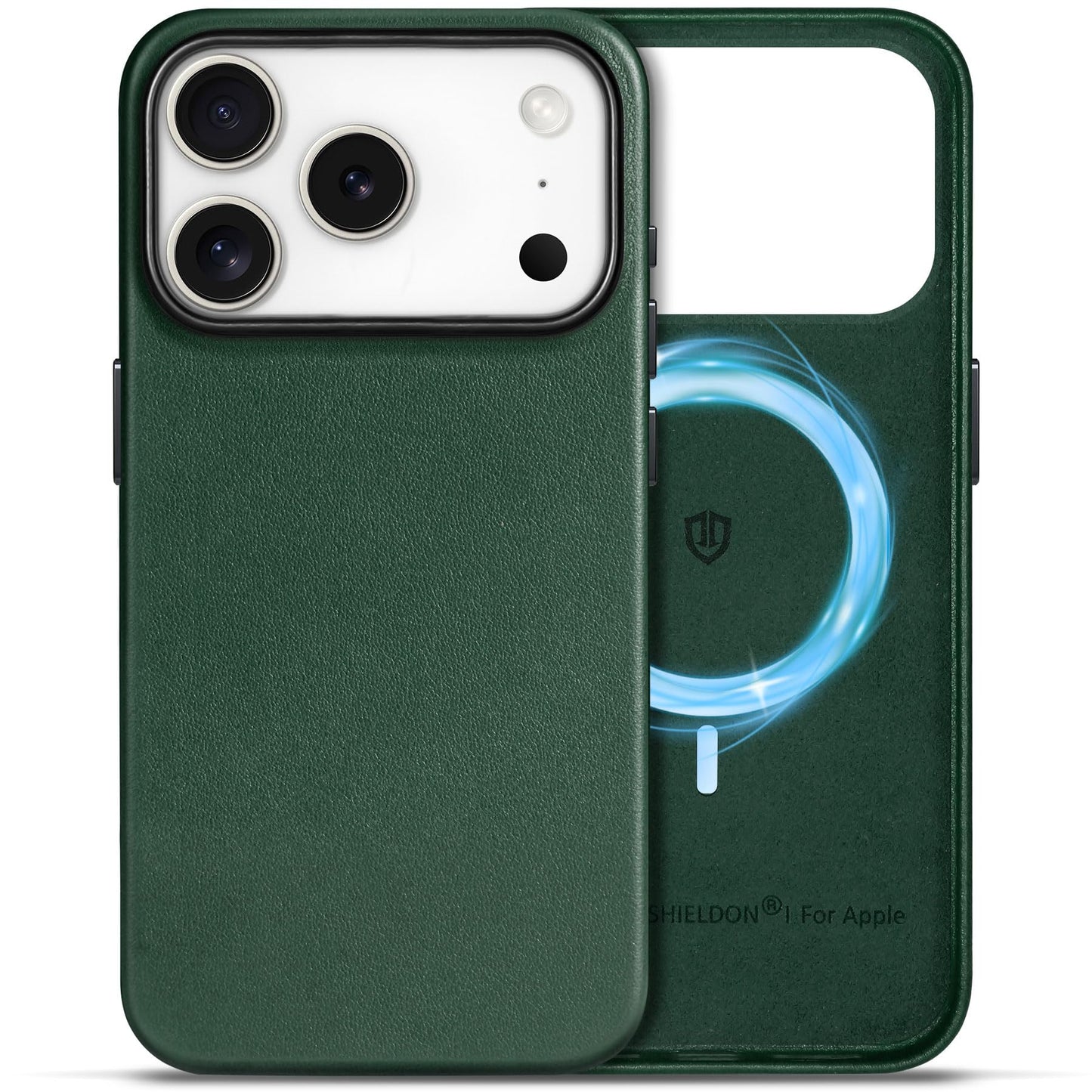 SHIELDON usnjen MagSafe ovitek za iPhone 17 Pro – Evergreen: SHIELDON usnjen MagSafe ovitek iPhone 17 Pro Evergreen zaščita