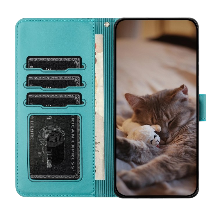 Preklopna torbica "cat" za iPhone 15 Pro, modra – Infostyle