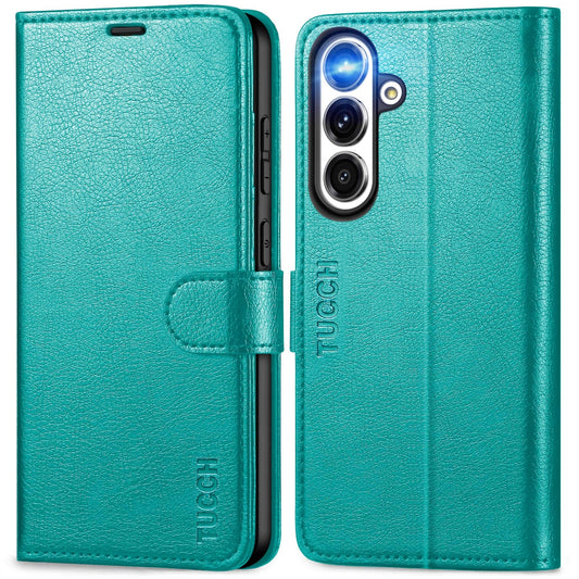 Preklopna torbica Samsung Galaxy S25 Plus cijan | RFID zaščita in reže za kartice