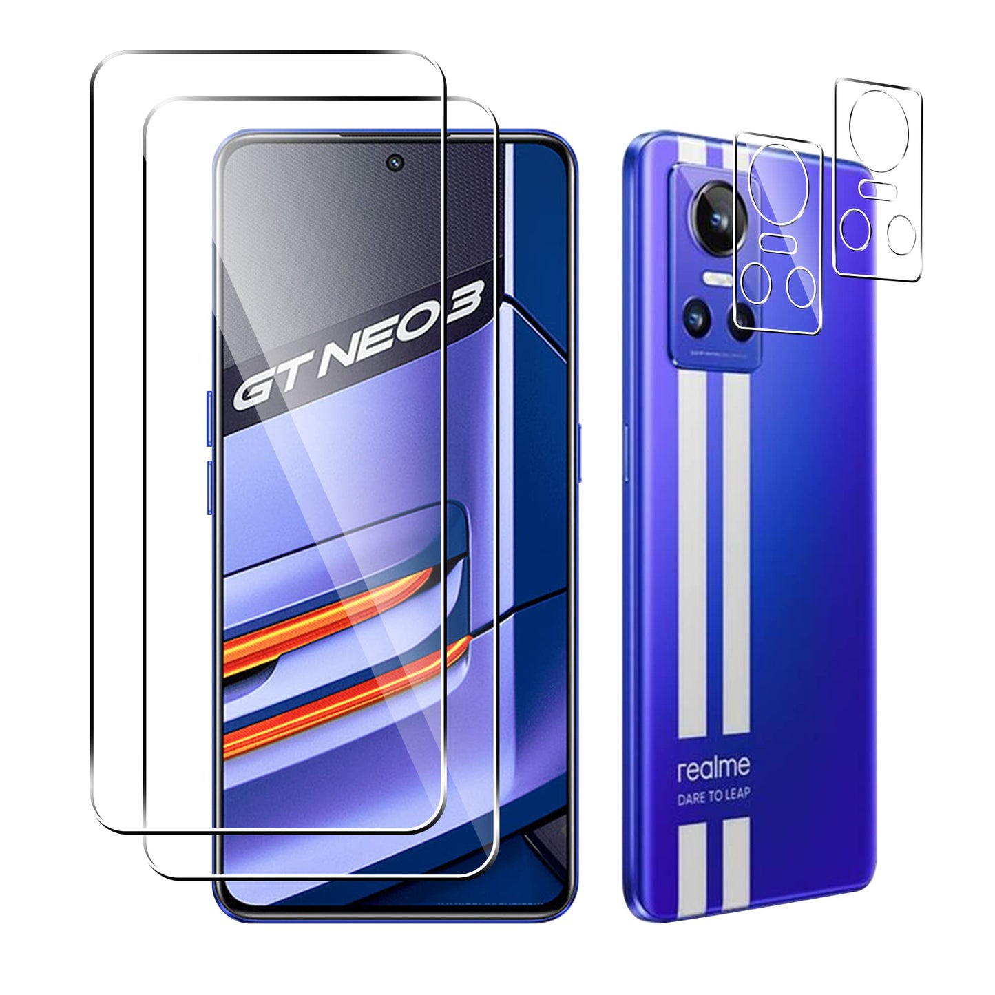 Zaštita zaslona + kamere za Realme GT NEO 3 – komplet 2+2, kaljeno staklo