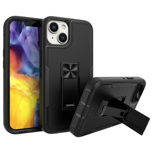 Ovitek s stojalom za iPhone 15 Plus /14 Plus, črna – Yiscase – Črna