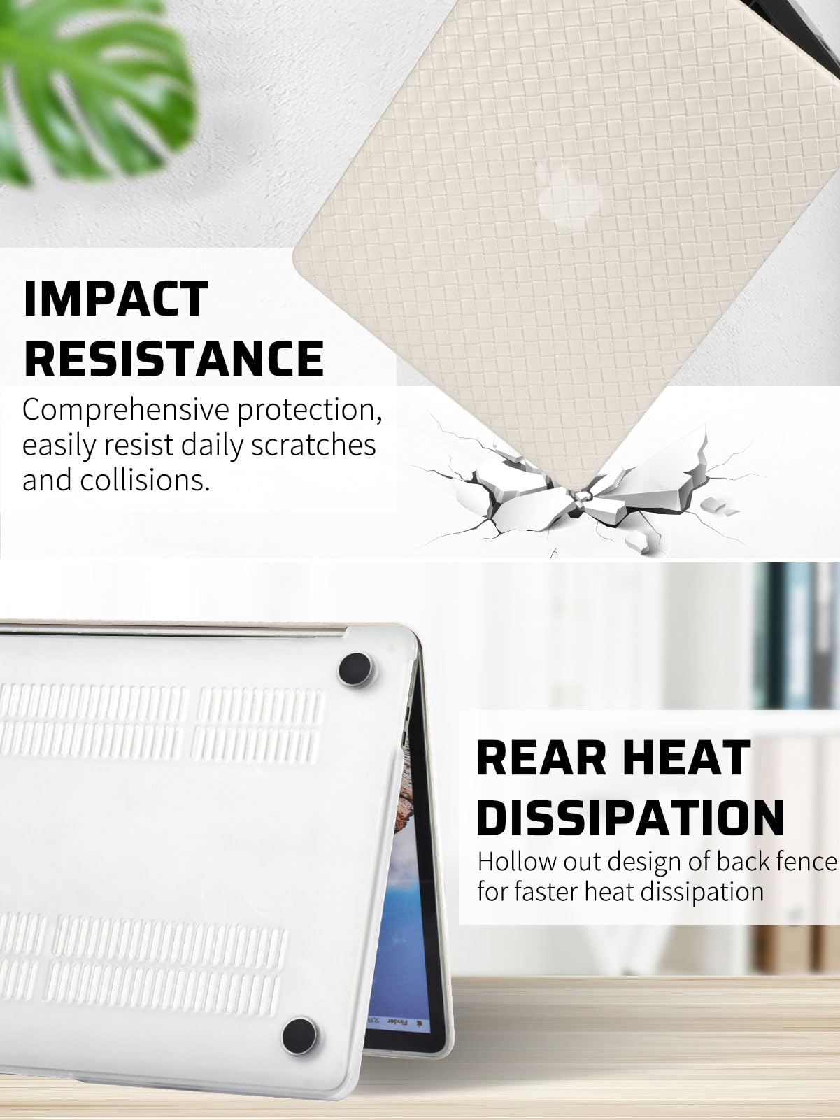 Zaščitni Ovitek za Apple MacBook Air 15 M2/M3 A2941 A3114 – PVC Usnje Tartan z Zaščito Tipkovnice Bež