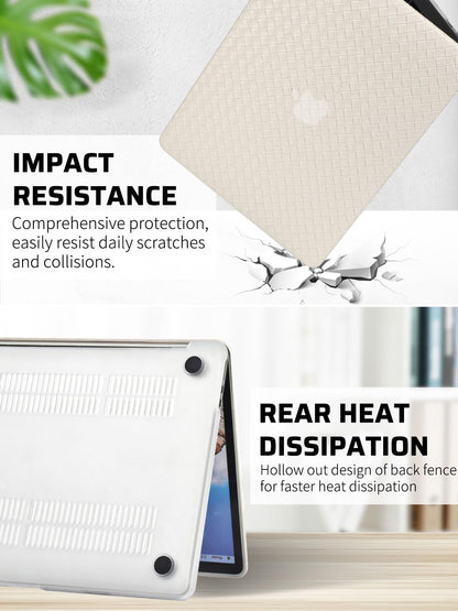 Zaščitni Ovitek za Apple MacBook Air 15 M2/M3 A2941 A3114 – PVC Usnje Tartan z Zaščito Tipkovnice Bež