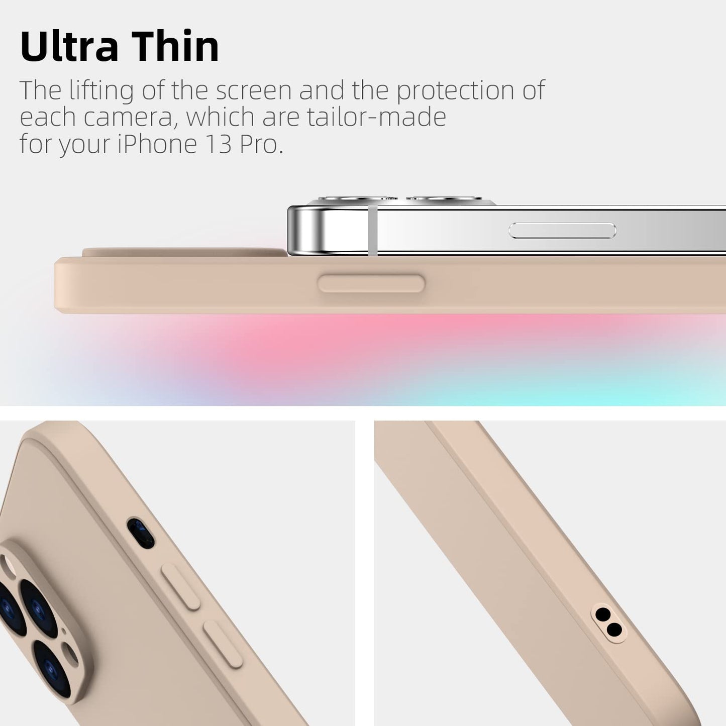 ElestBela silikonski ovitek za iPhone 13 Pro – ultra tanek zaščitni ovitek z mikrovlakni (kaki)