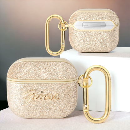 Original Guess etui "Glitter Flakes" za slušalke AirPods 3 (GUA3HGGSHD) – Zlata