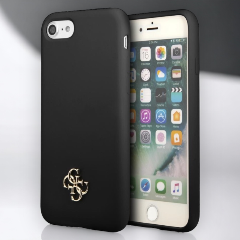Ovitek Guess "black mini 3D logo" za iPhone 7 / 8 (GUHCI8S4LK) – Črna / TPU silikon