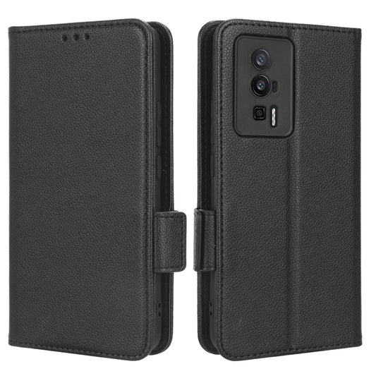 GOKEN preklopna torbica za Xiaomi Poco F5 Pro iz PU usnja z režami za kartice, črna