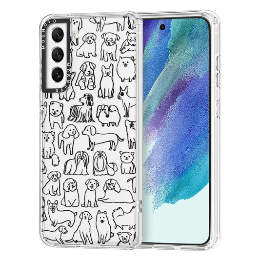 Ovitek MOSNOVO za Samsung Galaxy S21 FE Doodle Dog, igriv pasji motiv z zanesljivo zaščito telefona