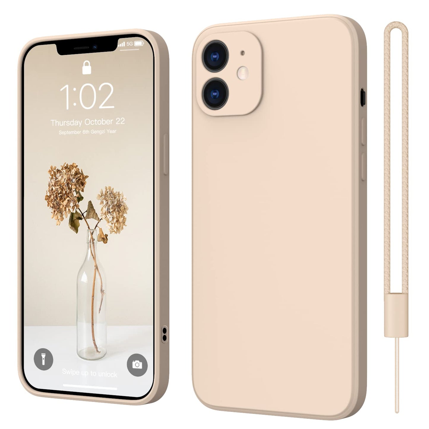 ElestBela silikonska maska za iPhone 12 – ultra tanka zaštitna maska s mikrovlaknima (kaki)