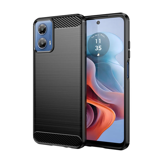RanTuo silikonska karbonska maskica za Motorola Moto G34 – TPU zaštita s izgledom karbona, crna