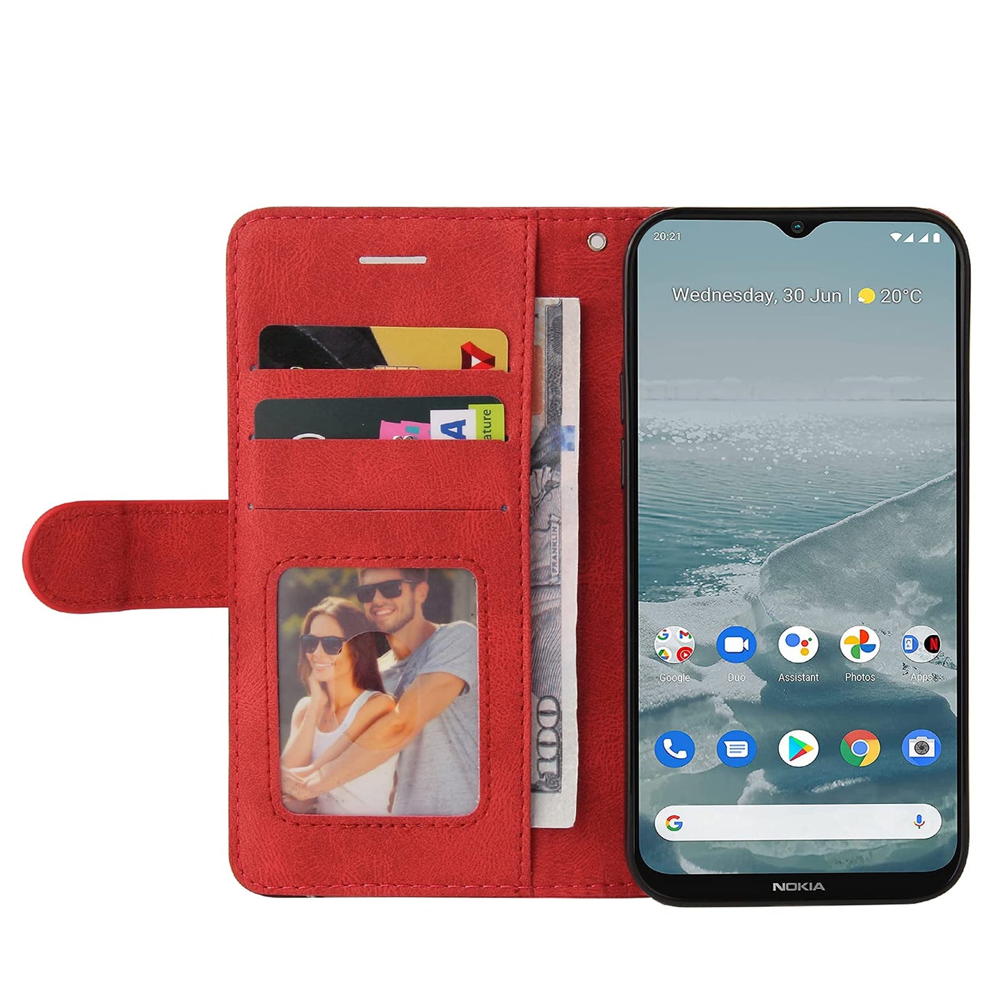 Preklopna torbica za Nokia G10 / G20 iz umetnega usnja – rdeča