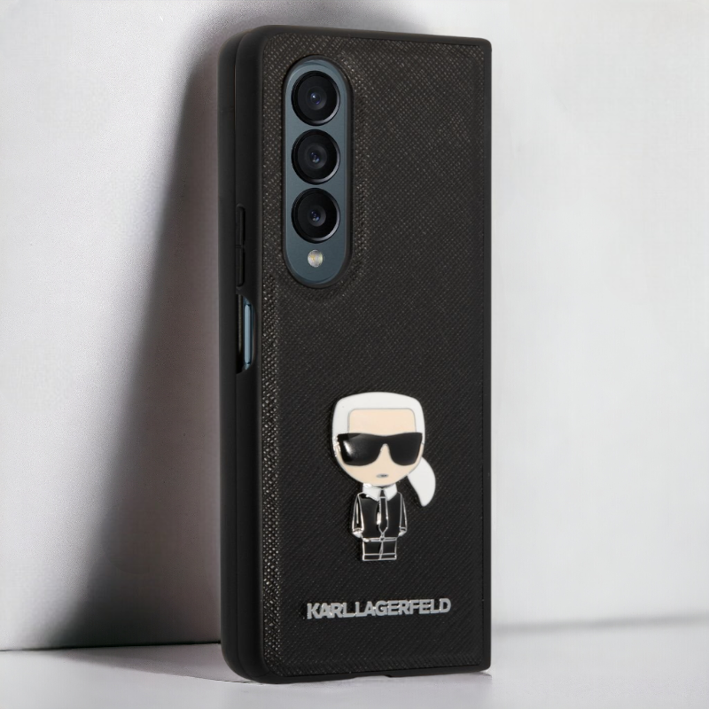 Karl Lagerfeld ovitek "Iconic Metal" za telefon Samsung Z Fold 4 (KLHCZFD4IKMSBK) - Črna