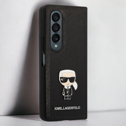 Karl Lagerfeld ovitek "Iconic Metal" za telefon Samsung Z Fold 4 (KLHCZFD4IKMSBK) - Črna