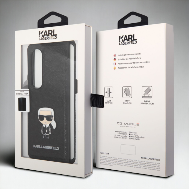 Karl Lagerfeld ovitek "Iconic Metal" za telefon Samsung Z Fold 4 (KLHCZFD4IKMSBK) - Črna