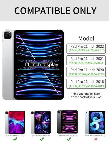 Ovitek za iPad Pro 11 (2022/2021/2020/2018) – Prozoren Zaščitni Ovitek z Zložljivim Stojalom, Jagodni Vzorec