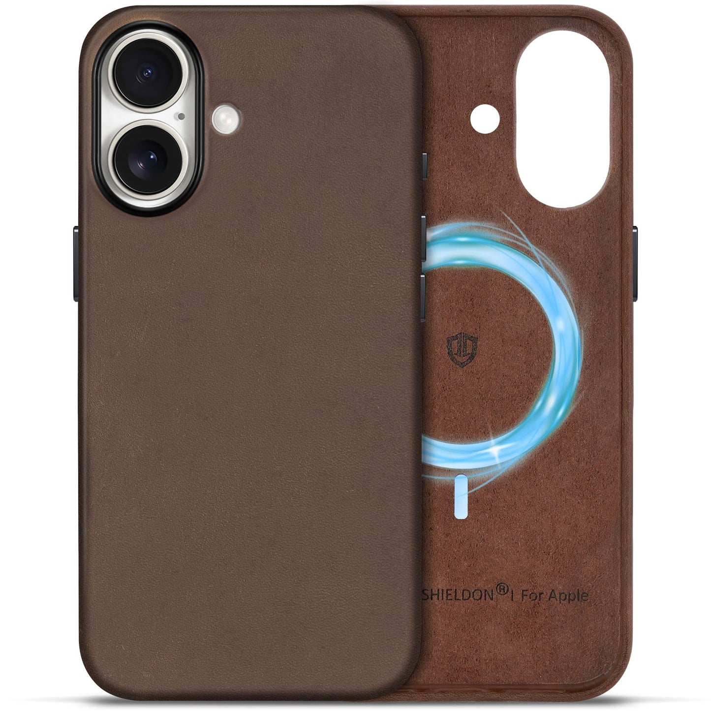 SHIELDON ovitek iPhone 17 6,3 Crazy Horse usnje temno rjava MagSafe