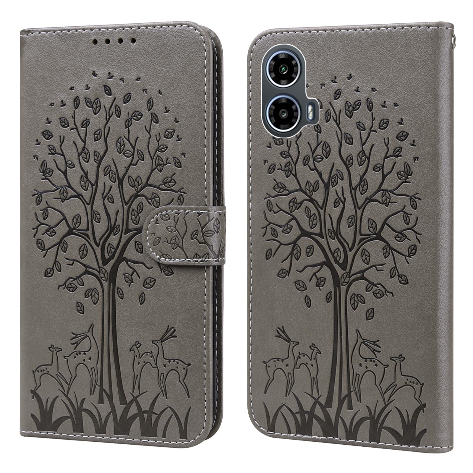 Preklopna-torbica-Tree-za-Motorola-Moto-G34-siva:Preklopna torbica Tree za Motorola Moto G34 – siva