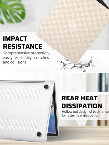 Zaščitni Ovitek za Apple MacBook Air 13,6 M2/M3 A3113 A2681 – PVC Usnje Tartan z Zaščito Tipkovnice Bež