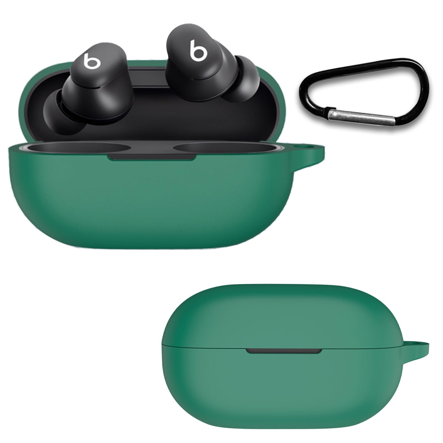 Silikonska futrola za Beats olo Buds – tamnozelena + karabiner