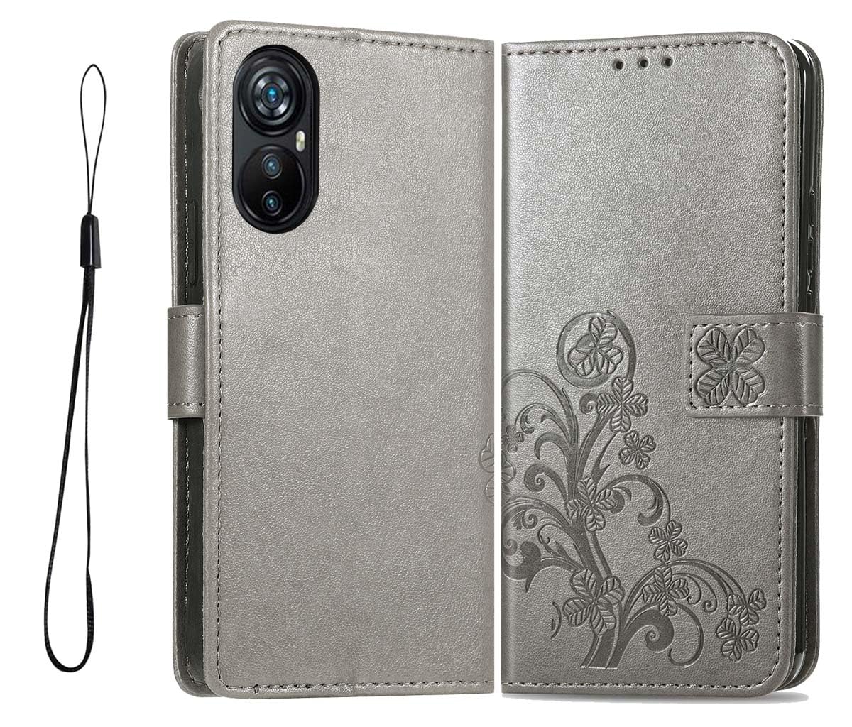 GOKEN preklopna torbica za Blackview A200 Pro – PU usnje, denarnica s stojalom, siva