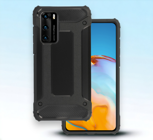 Silikonski ovitek "armor carbon" za Huawei P40 - Črna – Infostyle – Črna / PC + TPU silikon