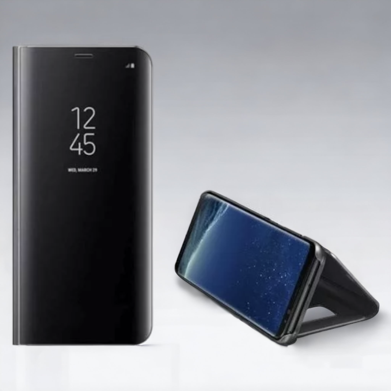 Preklopna torbica "Clear View" za Huawei P40 – Infostyle – Črna / PC + TPU silikon