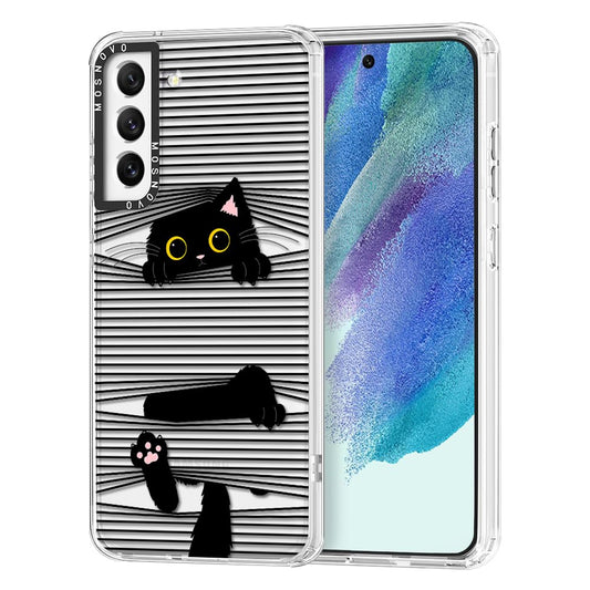 Ovitek MOSNOVO za Samsung Galaxy S21 FE Black Cat, eleganten črni mačji motiv z zanesljivo zaščito telefona