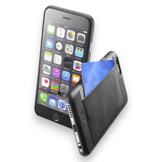Ovitek "Pocket Slim" za iPhone 6/6s – Cellularline – Črna / Umetno usnje + PC