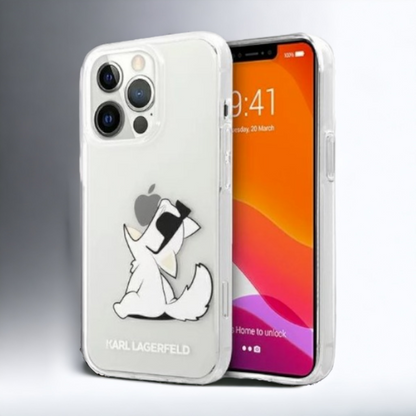 Silikonski ovitek Karl Lagerfeld "Choupette" za iPhone 14 Pro (KLHCP14LCFNRC) – Prozorna / PC + TPU silikon