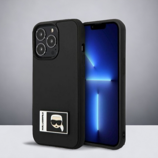 Ovitek Karl Lagerfeld "Icon" za iPhone 13 Pro (KLHCP13L3DKPK) – Črna / PC + TPU silikon + Ekološko usnje