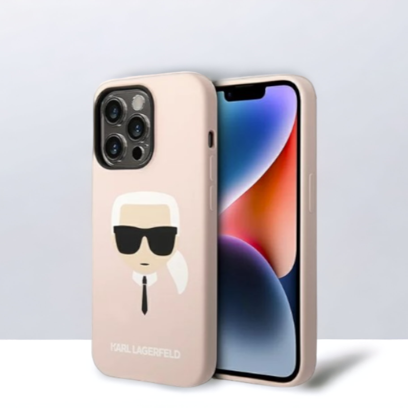 Ovitek Karl Lagerfeld "Karl's Head - pink " za iPhone 14 Pro (KLHCP14LSLKHLP) – Svetlo roza / TPU silikon