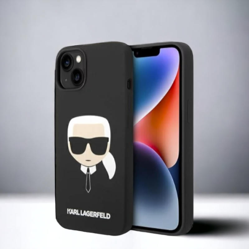 Ovitek Karl Lagerfeld "Karl's Head - black" za iPhone 14 Plus/15 Plus (KLHCP14MSLKHBK) – Črna / TPU silikon
