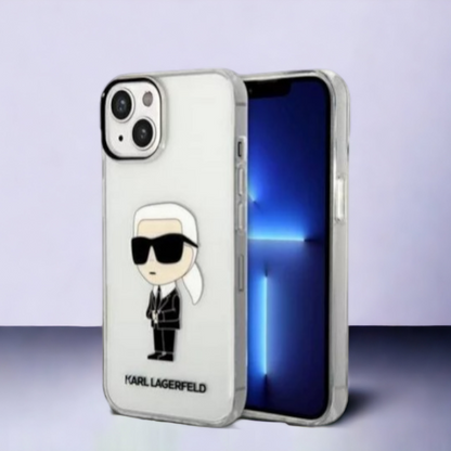 Ovitek Karl Lagerfeld "Karl Lagerfeld - transparent" za iPhone 13/14/15 (KLHCP14SHNIKTCT) – Prozorna / PC + TPU silikon