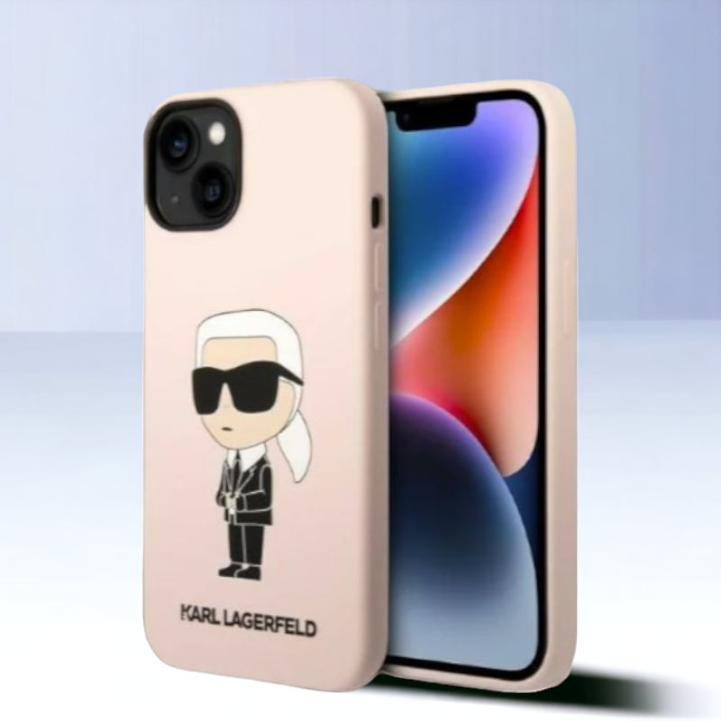 Ovitek Karl Lagerfeld "Karl - pink" za iPhone 14 Plus/15 Plus (KLHCP14MSNIKBCP) – Svetlo roza / TPU silikon
