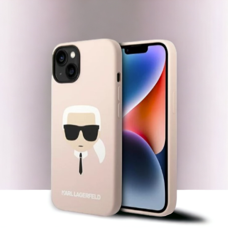 Ovitek Karl Lagerfeld "Karl's head- Light pink" za iPhone 14 Plus/15 Plus s tehnologijo MagSafe (KLHMP14MSLKHLP) – Svetl