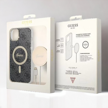 Guess komplet ovitek + polnilec (MagSafe) "black" za iPhone 14 Pro (BUGUHMP14LH4EACSK)