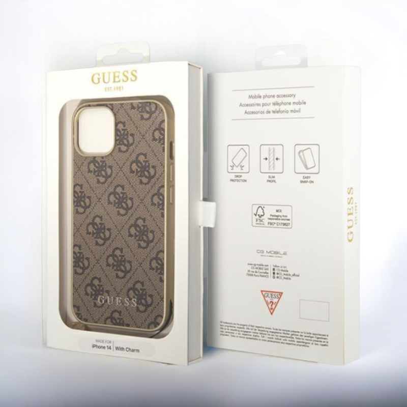 Ovitek Guess "brown charms" za iPhone 14 Plus /15 Plus (GUHCP14MGF4GBR)