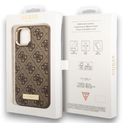 Ovitek Guess "brown" za iPhone 13/14/15 s tehnologijo MagSafe (GUHMP14SU4GPRW)